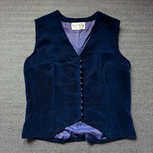 XS Velour Buttoned Vest Vintage Marshall Fields - Picture 10 of 17